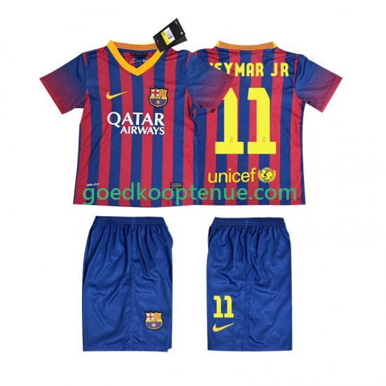 Thuis Retro Tenue van FC Barcelona Neymar JR 11 2013 2014 Kind 2-13 jaar Korte Mouw