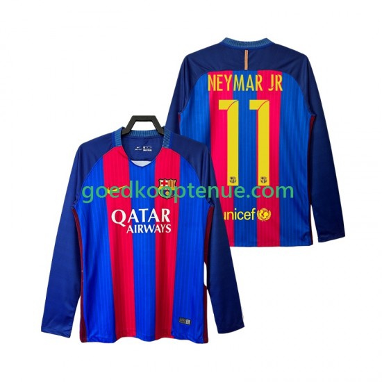 Thuis Retro Tenue van FC Barcelona Neymar JR 11 2016 2017 Heren Lange Mouw