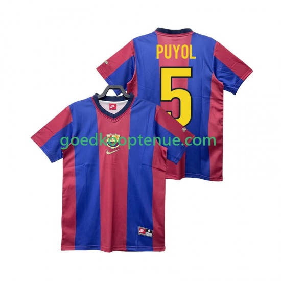 Thuis Retro Tenue van FC Barcelona PUYOL 5 Heren 1998 1999 Korte Mouw