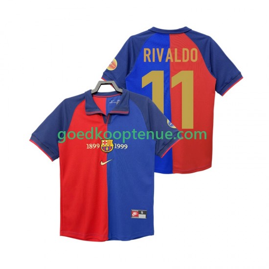 Thuis Retro Tenue van FC Barcelona RIVALDO 11 1990 2000 Heren Korte Mouw