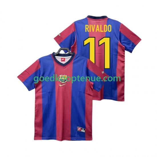 Thuis Retro Tenue van FC Barcelona RIVALDO 11 Heren 1998 1999 Korte Mouw