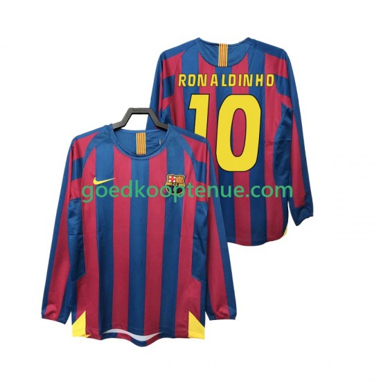 Thuis Retro Tenue van FC Barcelona RONALDINHO 10 2005 Heren 2006 Lange Mouw
