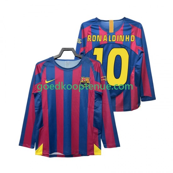 Thuis Retro Tenue van FC Barcelona RONALDINHO 10 Champions League 2005 Heren 2006 Lange Mouw
