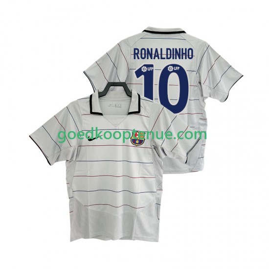 Uit Retro Tenue van FC Barcelona RONALDINHO 10 2003 Heren 2004 Korte Mouw