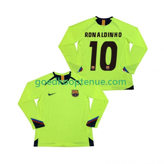 Uit Retro Tenue van FC Barcelona RONALDINHO 10 2005 Heren 2006 Lange Mouw