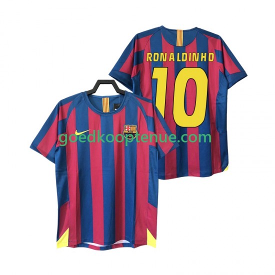 Thuis Retro Tenue van FC Barcelona RONALDINHO 10 2005 Heren 2006 Korte Mouw