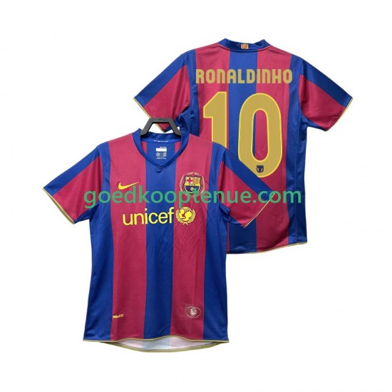 Thuis Retro Tenue van FC Barcelona RONALDINHO 10 2007 Heren 2008 Korte Mouw