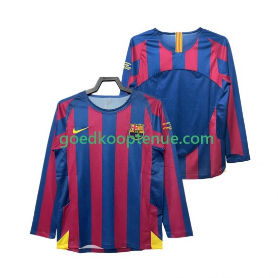 Thuis Retro Tenue van FC Barcelona Champions League 2005 Heren 2006 Lange Mouw