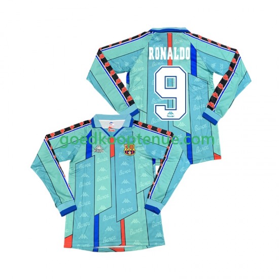 Uit Retro Tenue van FC Barcelona Ronaldo 9 1996 1997 Heren Lange Mouw