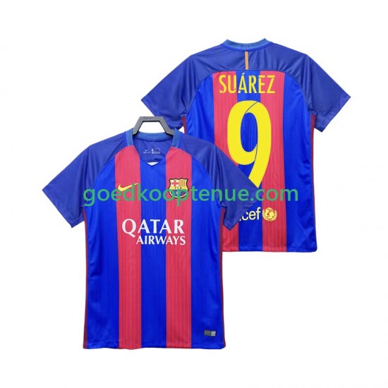 Thuis Retro Tenue van FC Barcelona SUAREZ 9 2016 2017 Heren Korte Mouw