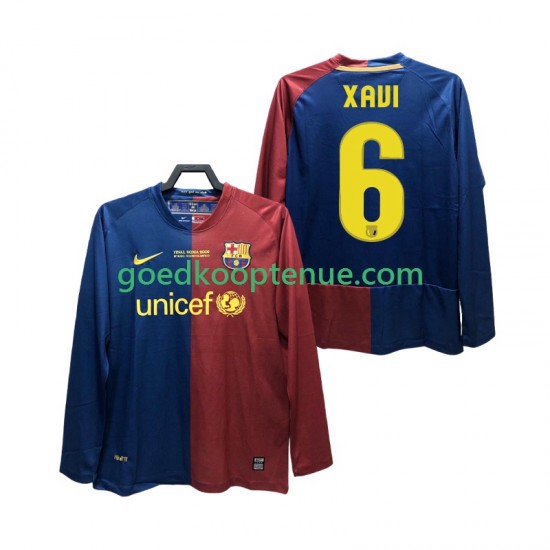 Thuis Retro Tenue van FC Barcelona XAVI 6 Champions League 2009 Heren 2008 Lange Mouw