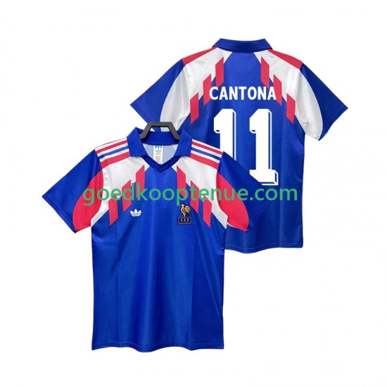 Thuis Retro Tenue van Frankrijk CANTONA 11 1990 Heren Korte Mouw