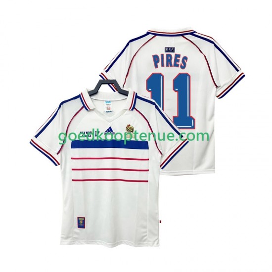 Uit Retro Tenue van Frankrijk PIRES 11 Heren 1998 Korte Mouw