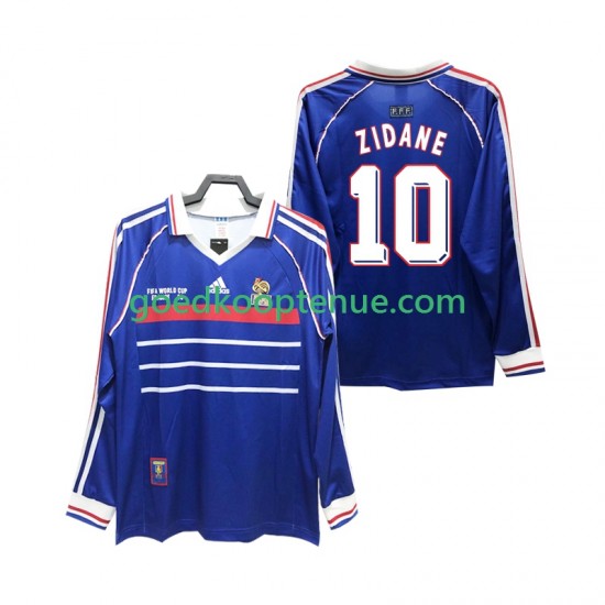 Thuis Retro Tenue van Frankrijk ZIDANE 10 Heren 1998 Lange Mouw