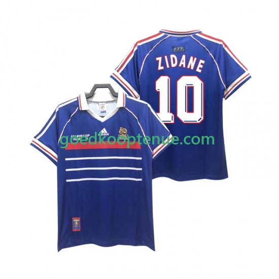 Thuis Retro Tenue van Frankrijk ZIDANE 10 Heren 1998 Korte Mouw