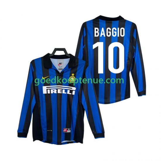 Thuis Retro Tenue van Inter Milan BAGGIO 10 Heren 1998 1999 Lange Mouw