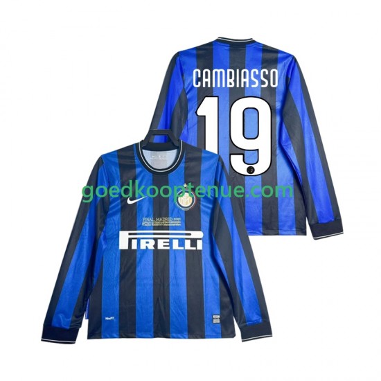 Thuis Retro Tenue van Inter Milan CAMBIASSO 19 2009 Heren 2010 Lange Mouw