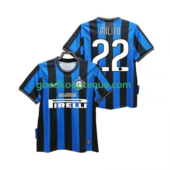 Thuis Retro Tenue van Inter Milan MILITO 22 2009 Heren 2010 Korte Mouw