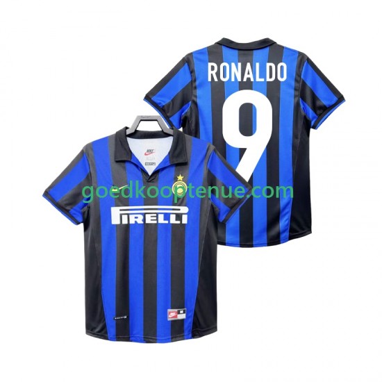 Thuis Retro Tenue van Inter Milan Roanldo 9 Heren 1998 1999 Korte Mouw