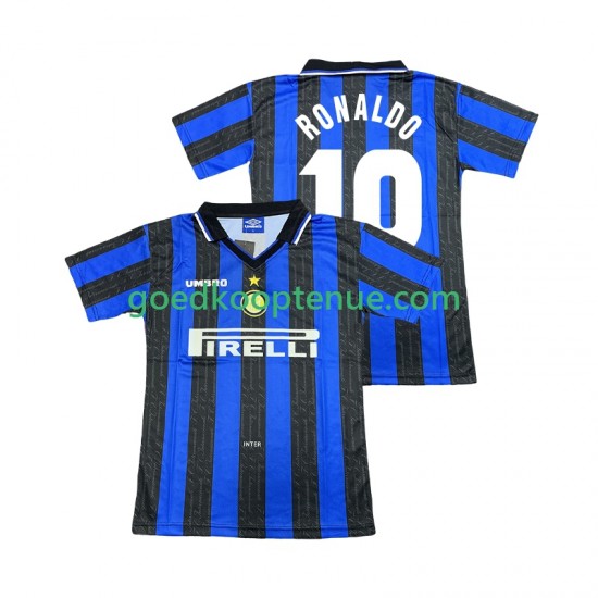Thuis Retro Tenue van Inter Milan Ronaldo 10 1997 Heren 1998 Korte Mouw