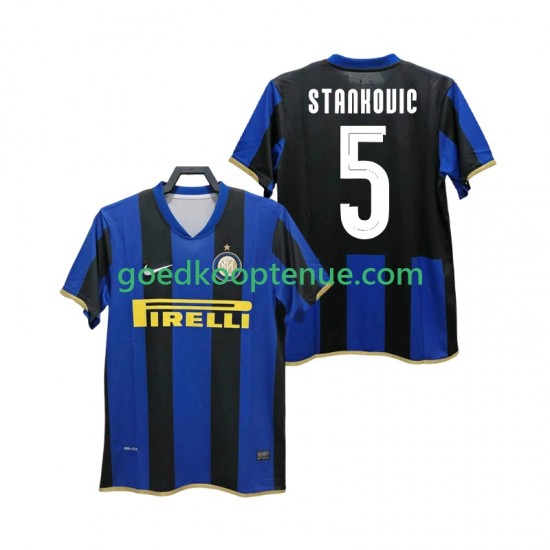 Thuis Retro Tenue van Inter Milan STANKOVIC 5 Champions League 2009 Heren 2008 Korte Mouw