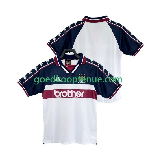 Uit Retro Tenue van Manchester City 1997 Heren 1998 Korte Mouw