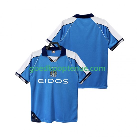Thuis Retro Tenue van Manchester City 2001 Heren 1999 Korte Mouw