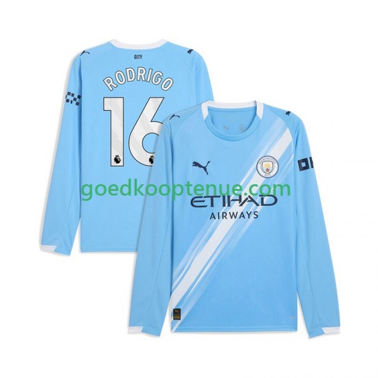 Thuis Tenue van Manchester City Rodrigo Hernandez 16 Heren 2025-26 Lange Mouw