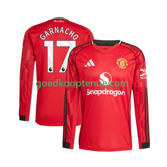 Thuis Tenue van Manchester United Alejandro Garnacho 17 Heren 2025-26 Lange Mouw