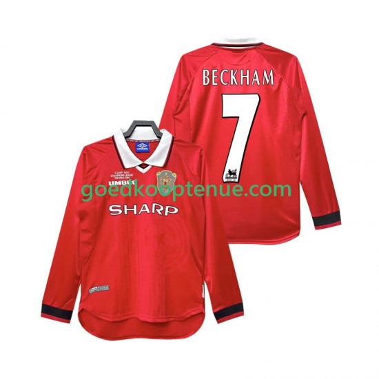 Thuis Retro Tenue van Manchester United Beckham 7 2000 Heren 1999 Lange Mouw