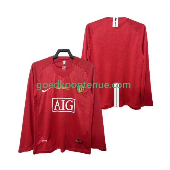 Thuis Retro Tenue van Manchester United Champions League 2007 Heren 2008 Lange Mouw
