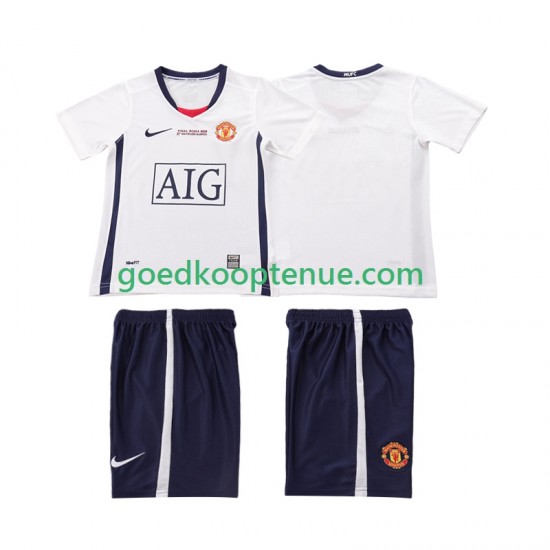 Uit Retro Tenue van Manchester United Champions League 2009 Kind 2-13 jaar 2008 Korte Mouw