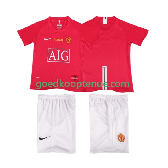 Thuis Retro Tenue van Manchester United Champions League 2007 Kind 2-13 jaar 2008 Korte Mouw