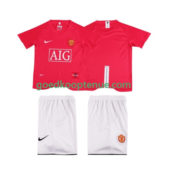 Thuis Retro Tenue van Manchester United Premier League 2007 Kind 2-13 jaar 2008 Korte Mouw