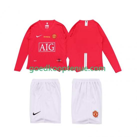 Thuis Retro Tenue van Manchester United Premier League 2009 Kind 2-13 jaar 2008 Lange Mouw