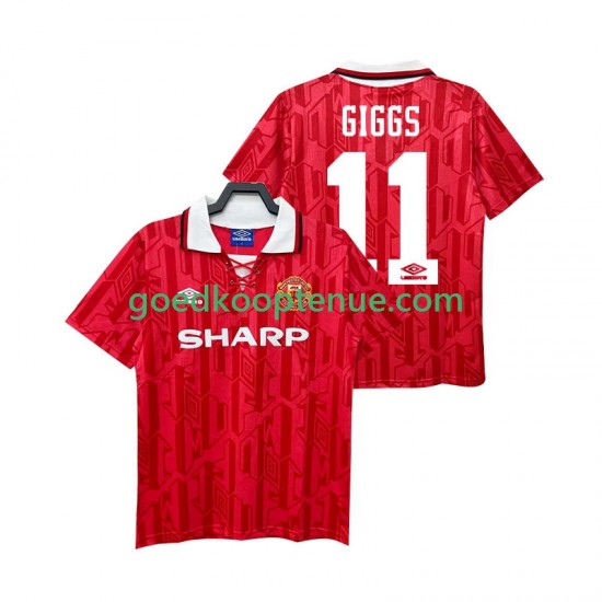 Thuis Retro Tenue van Manchester United GIGGS 11 1992 Heren 1994 Korte Mouw