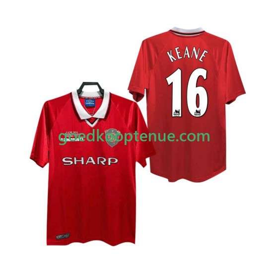 Thuis Retro Tenue van Manchester United Keane 16 2000 Heren 1999 Korte Mouw