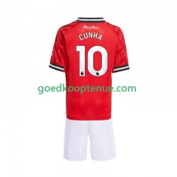 Thuis Tenue van Manchester United Matheus Cunha 10 Kind 2-13 jaar 2025-26 Korte Mouw