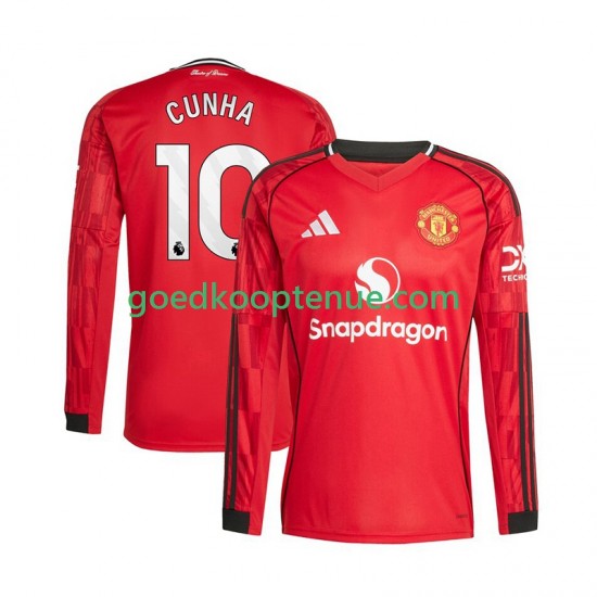 Thuis Tenue van Manchester United Matheus Cunha 10 Heren 2025-26 Lange Mouw
