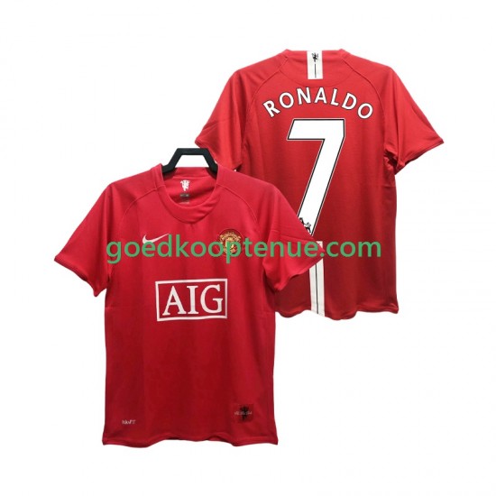 Thuis Retro Tenue van Manchester United RONALDO 7 Premier League 2007 Heren 2008 Korte Mouw