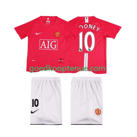 Thuis Retro Tenue van Manchester United ROONEY 10 Premier League 2007 Kind 2-13 jaar 2008 Korte Mouw