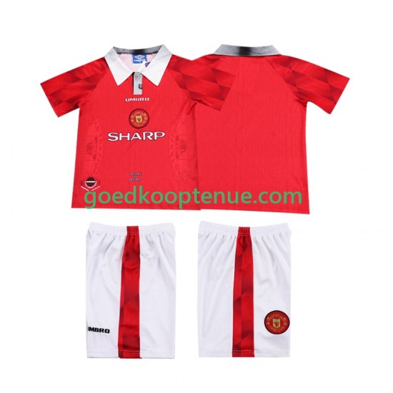 Thuis Retro Tenue van Manchester United 1996 1997 Kind 2-13 jaar Korte Mouw