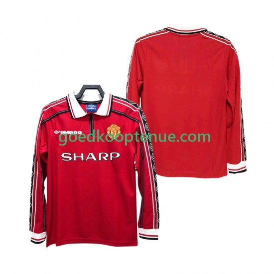 Thuis Retro Tenue van Manchester United Heren 1998 1999 Lange Mouw