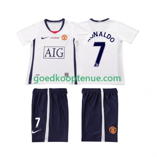 Uit Retro Tenue van Manchester United Ronaldo 7 Champions League 2009 Kind 2-13 jaar 2008 Korte Mouw