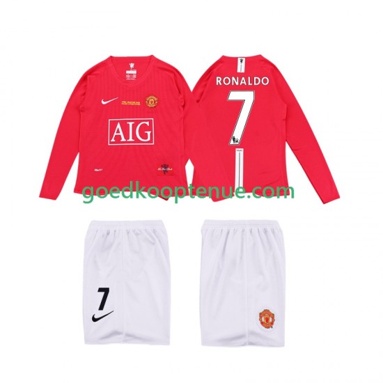 Thuis Retro Tenue van Manchester United Ronaldo 7 Premier League 2009 Kind 2-13 jaar 2008 Lange Mouw