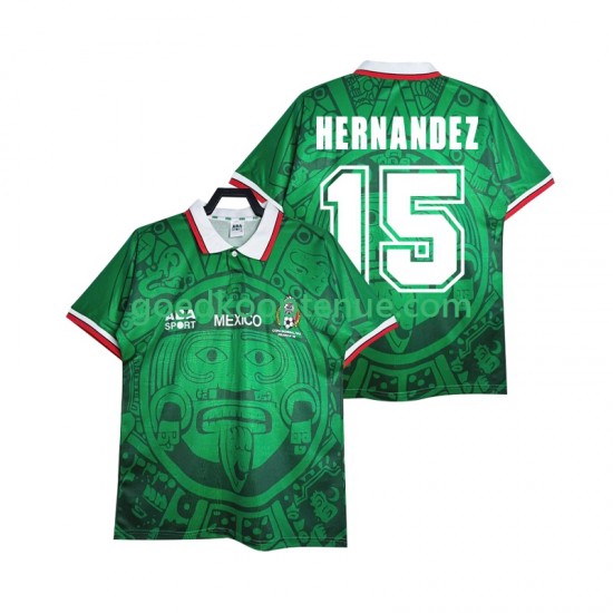 Thuis Retro Tenue van Mexico HERNANDEZ 15 Heren 1998 Korte Mouw