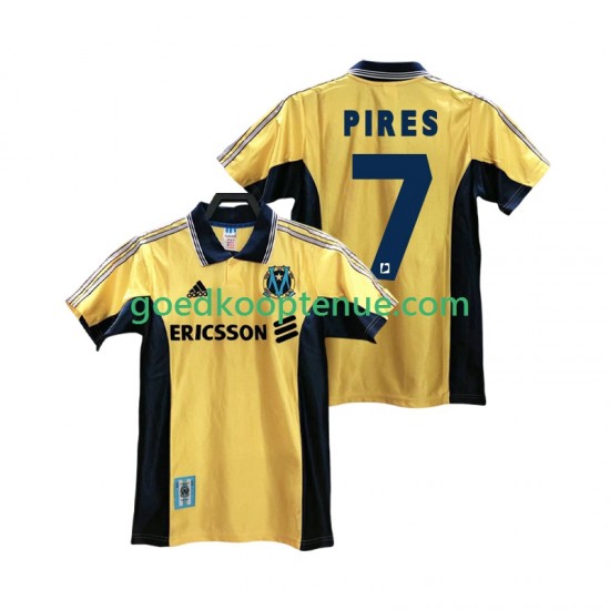 3de Retro Tenue van Olympique Marseille PIRES 7 Heren 1998 1999 Korte Mouw