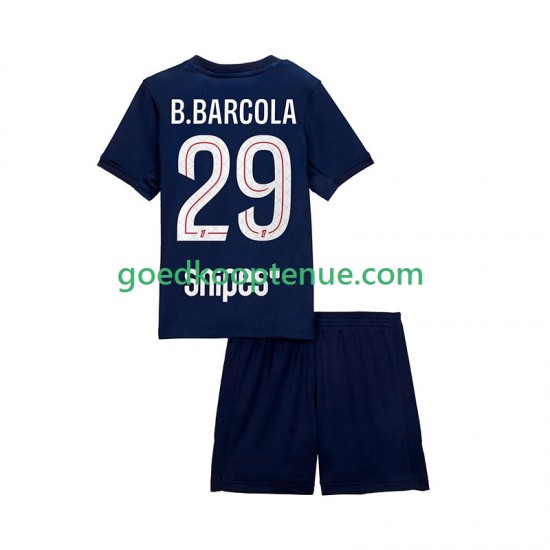 Thuis Tenue van Paris Saint-Germain Bradley Barcola 29 Kind 2-13 jaar 2025-26 Korte Mouw