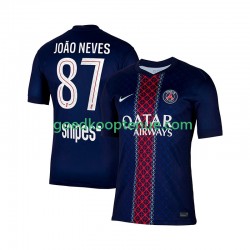 Thuis Tenue van Paris Saint-Germain Joao Neves 87 Heren 2025-26 Korte Mouw