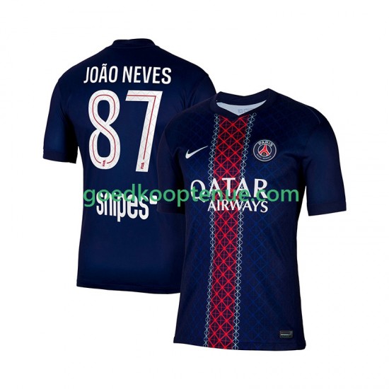 Thuis Tenue van Paris Saint-Germain Joao Neves 87 Heren 2025-26 Korte Mouw